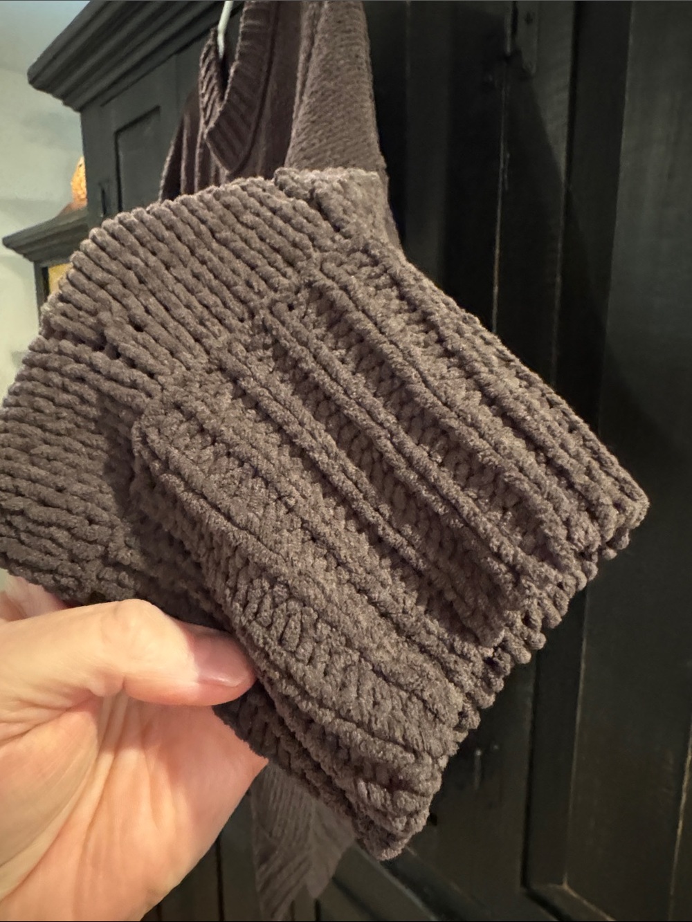 aerie Chunky Ribbed Crew Sweater cinder brown - Picture 8 of 11